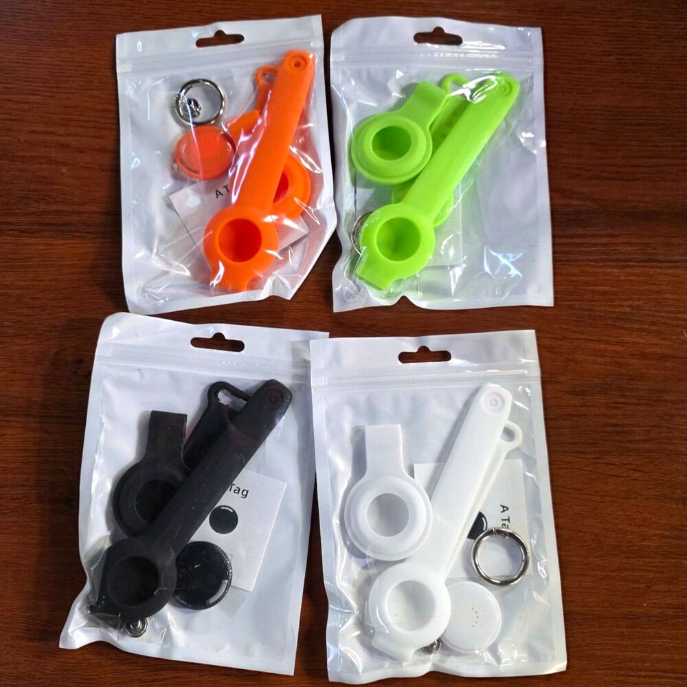 Colorful 8pc AirTag Accessory Bundle – Silicone Bands & Keychains!